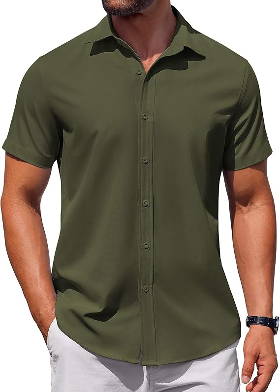 COOFANDY Men's Button Down Short Sleeve for Men Summer Business Casual Dress Shirt