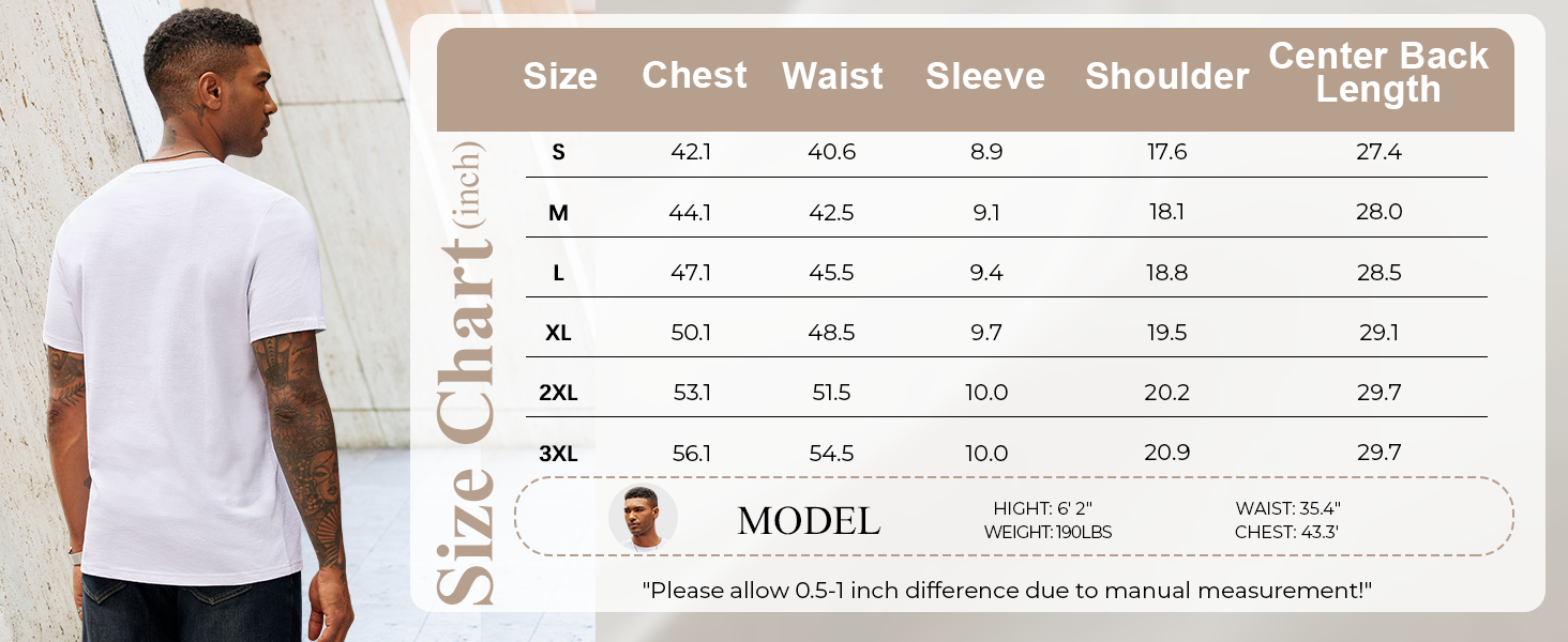 COOFANDY Mens T-Shirts 100% Cotton Crewneck Short Sleeve Tees Casual Plain Shirts