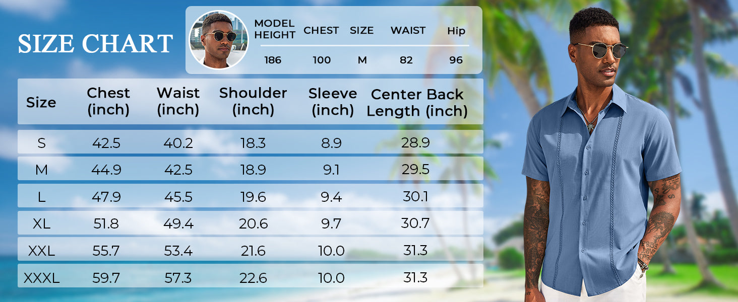COOFANDY Mens Cuban Guayabera Short Sleeve Shirt Casual Summer Beach Tops Button Down Untucked Shirts