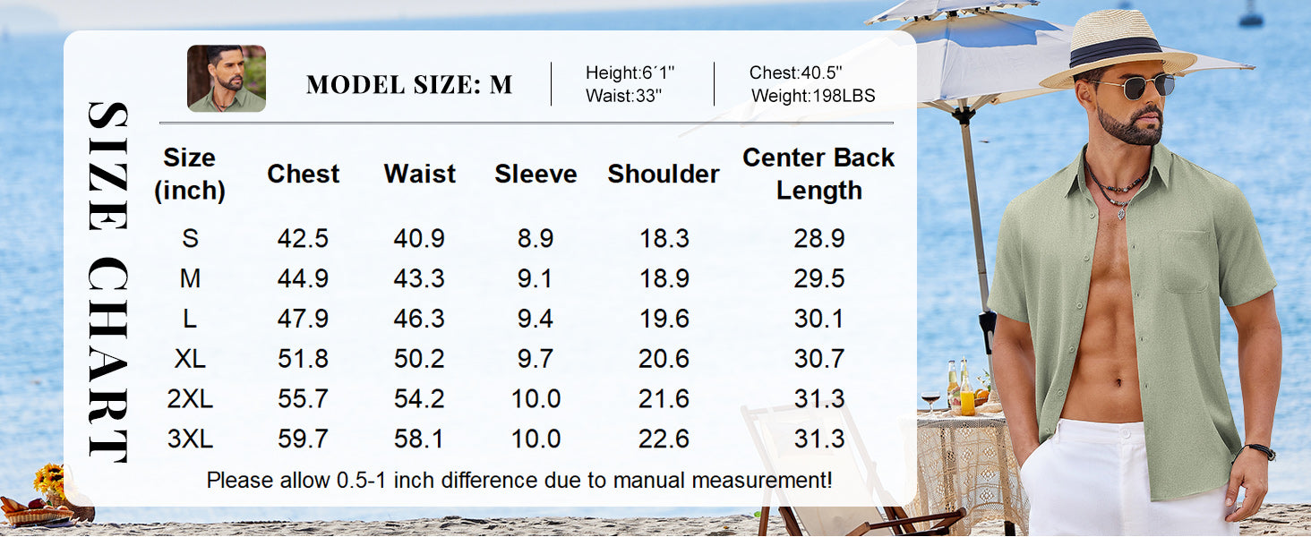 COOFANDY Mens Button Down Shirt Short Sleeve Casual Shirts Summer Beach Wedding Linen Shirt with Pocket
