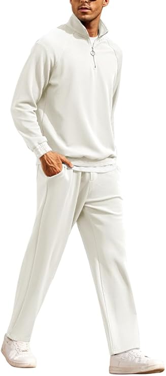 COOFANDY Men's Tracksuit 2 Piece Relaxed Fit Half-zip Sweatsuits Athletic Running Jogging Suit Sets