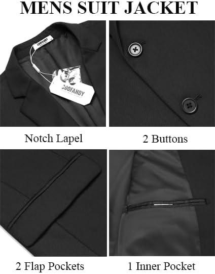 COOFANDY Men's 3 Pieces Suits Classic Fit 2 Buttons Dress Suit Set Wedding Business Dinner Prom Jacket Vest Pants