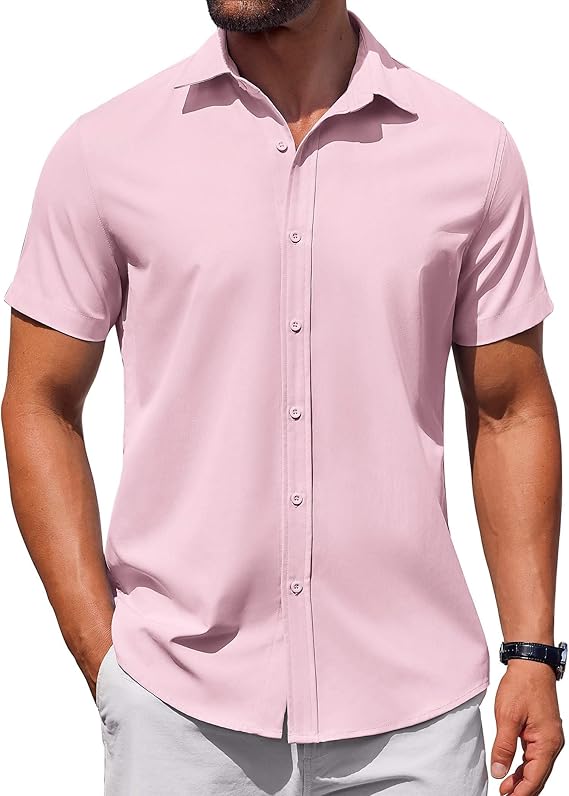 COOFANDY Men's Button Down Short Sleeve for Men Summer Business Casual Dress Shirt