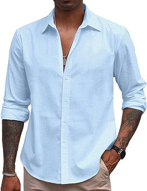COOFANDY Men's Casual Long Sleeve Button Down Summer Beach Shirt
