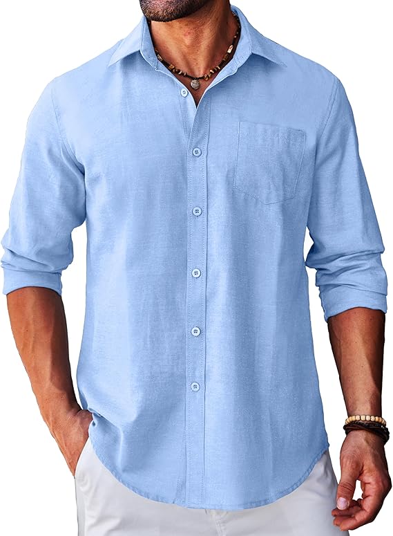 COOFANDY Men's Long Sleeve Button Down Casual Untucked Regular-Fit Oxford Dress Shirts