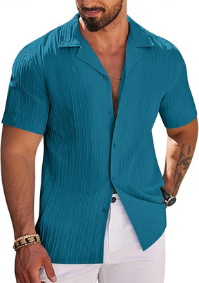 COOFANDY Men's Casual Short Sleeve Button Down Fashion Textured Summer Beach Shirt