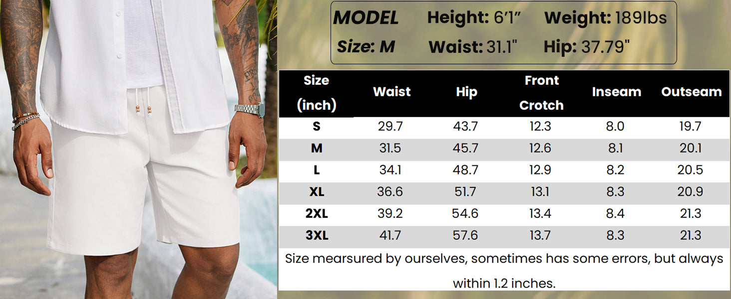 COOFANDY Mens Linen Shorts Casual Drawstring Elastic Waist Lightweight Summer Vacation Beach Shorts