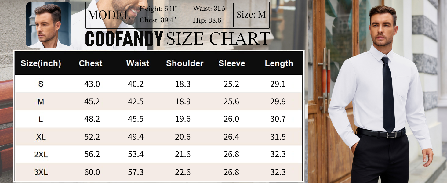 COOFANDY Mens Dress Shirts Long Sleeve Wrinkle Free Button Down Shirts Formal Business Shirt