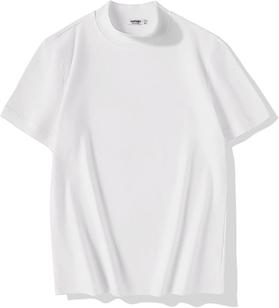 COOFANDY Mens Mock Turtleneck Shirts Casual Premium Cotton Short Sleeve Shirt Basic Half Neck T-Shirts