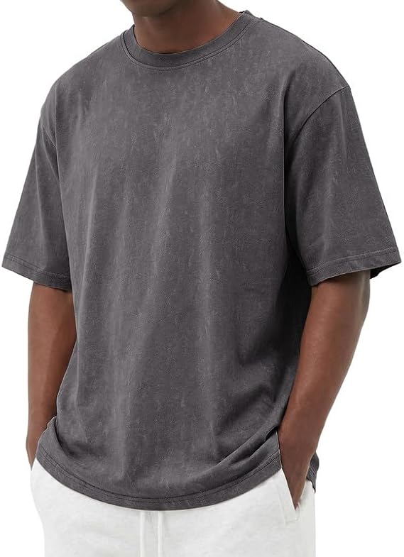 COOFANDY Men's Cotton T-Shirts Oversized Shirt Short Sleeves Streetwear Loose Fit Summer Tee Tops Washed Basic Unisex Shirts