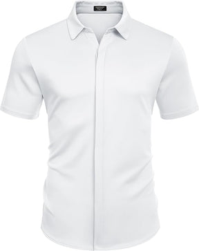 COOFANDY Mens Short Sleeve Wrinkle Free Shirt Casual Button Down Shirt Summer Dress Shirt
