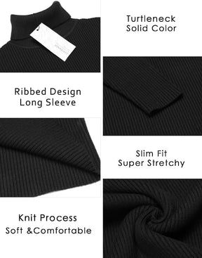 COOFANDY Mens Ribbed Slim Fit Knitted Pullover Casual Turtleneck Sweater
