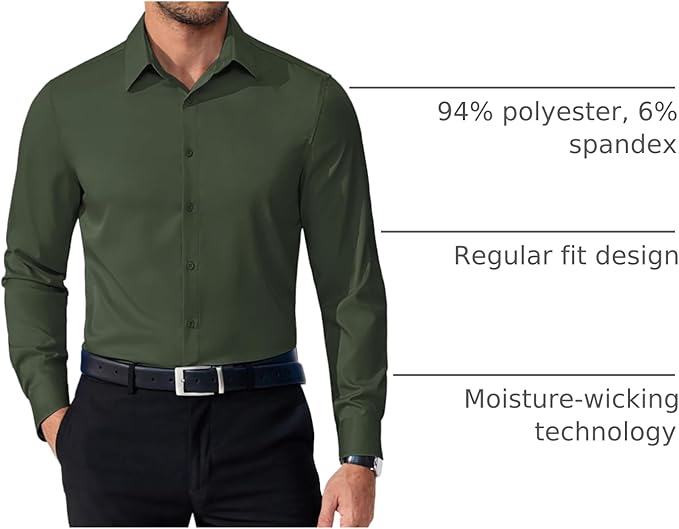 COOFANDY Mens Dress Shirts Long Sleeve Button Down Shirts Regular Fit Business Casual Shirts