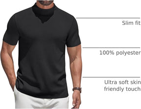 COOFANDY Men's Mock Turtleneck Sweater Short Sleeve Casual Knitted T-Shirts Thermal Tops Solid Basic Tee
