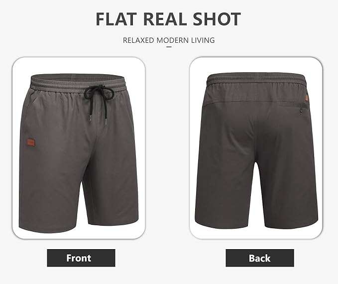 COOFANDY Men's Casual Shorts 9'' Cotton Drawstring Elastic Waist Lightweight Summer Beach Shorts with Pockets