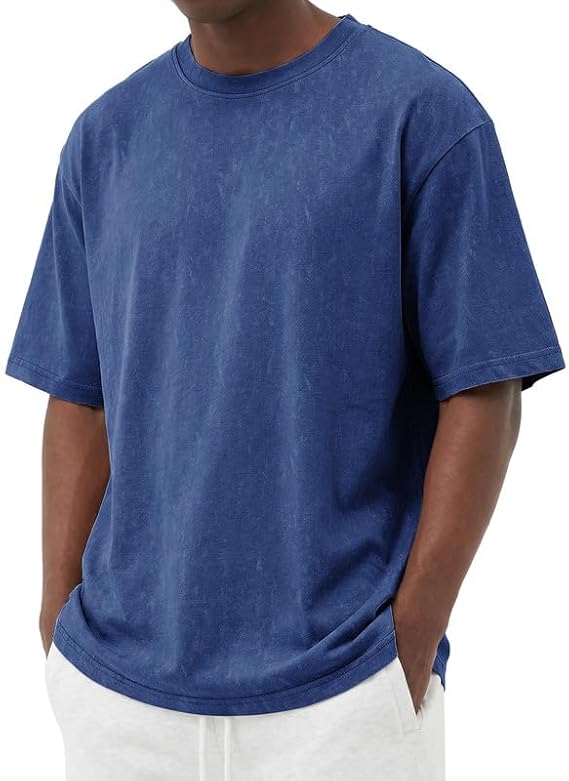 COOFANDY Men's Cotton T-Shirts Oversized Shirt Short Sleeves Streetwear Loose Fit Summer Tee Tops Washed Basic Unisex Shirts