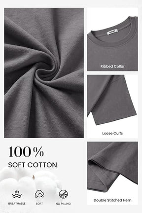 COOFANDY Men's Cotton T-Shirts Oversized Shirt Short Sleeves Streetwear Loose Fit Summer Tee Tops Washed Basic Unisex Shirts