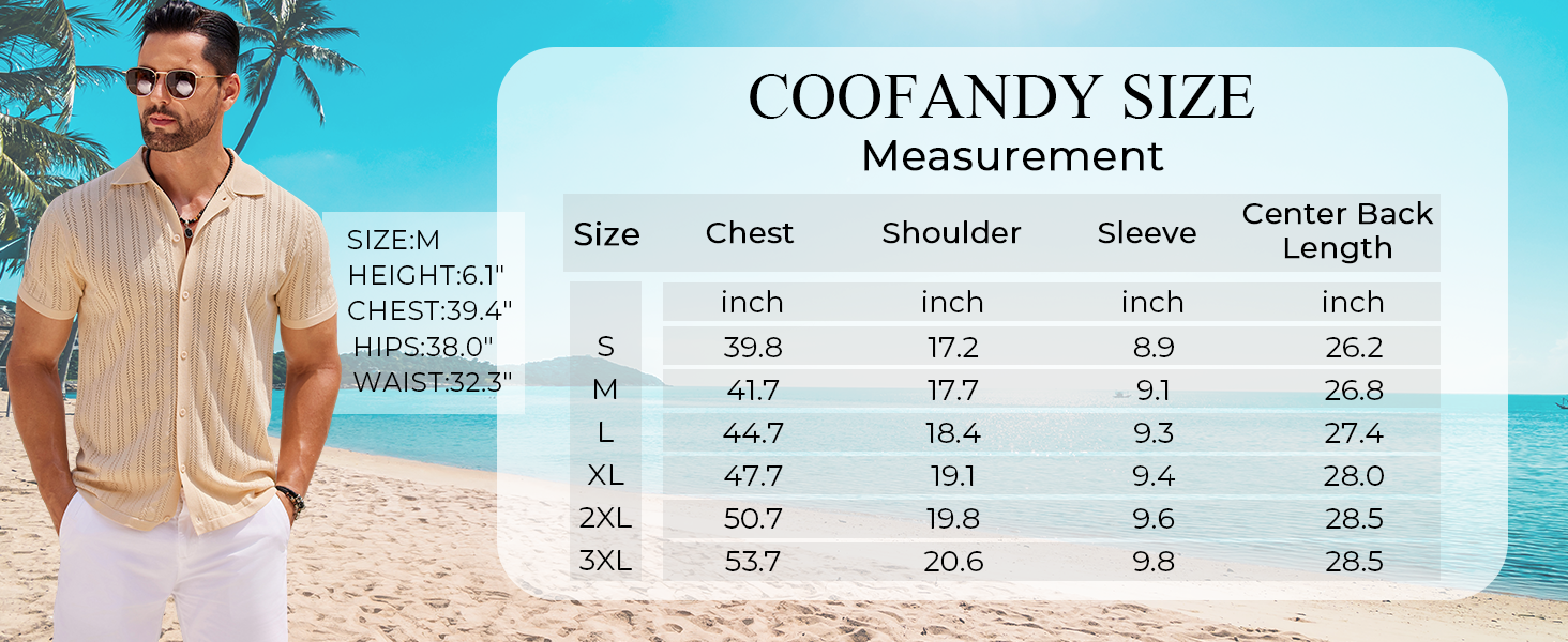 COOFANDY Men's Knit Shirts Short Sleeve Button Down Polo Shirt Crochet Casual Vintage Summer Beach Shirts