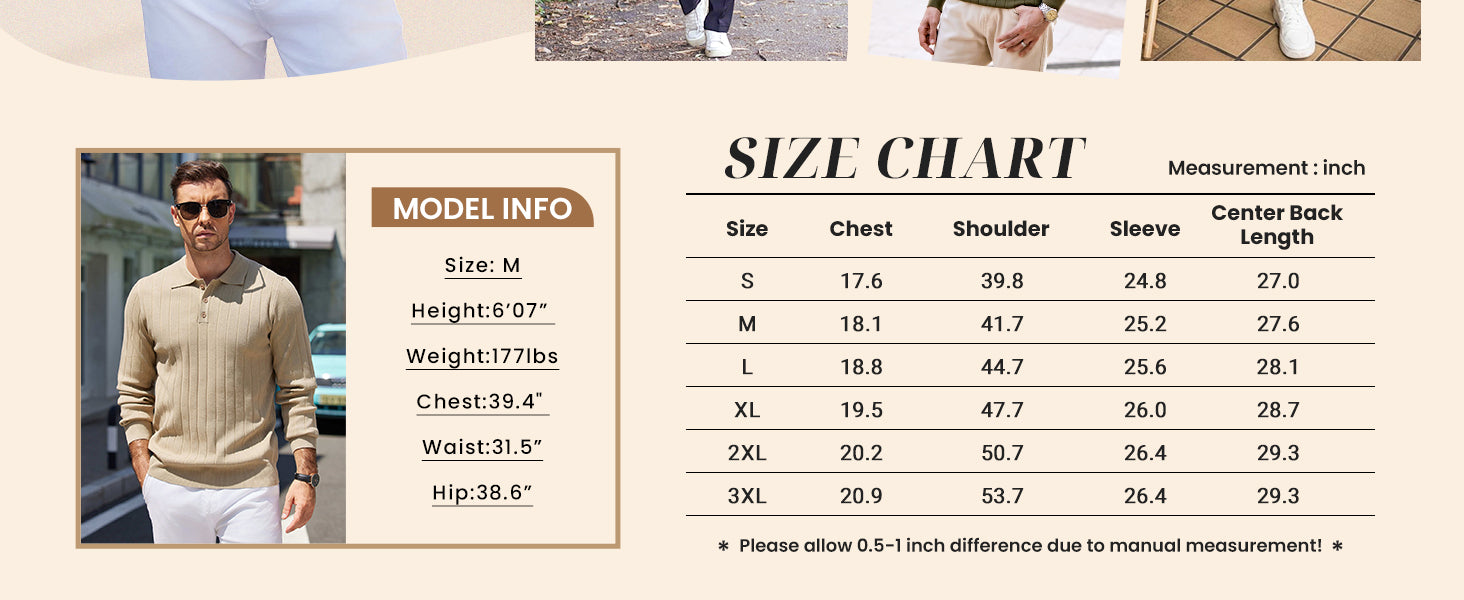 COOFANDY Mens Knit Polo Sweater Long Sleeve Polos Lightweight Casual Dress Pullover Sweaters