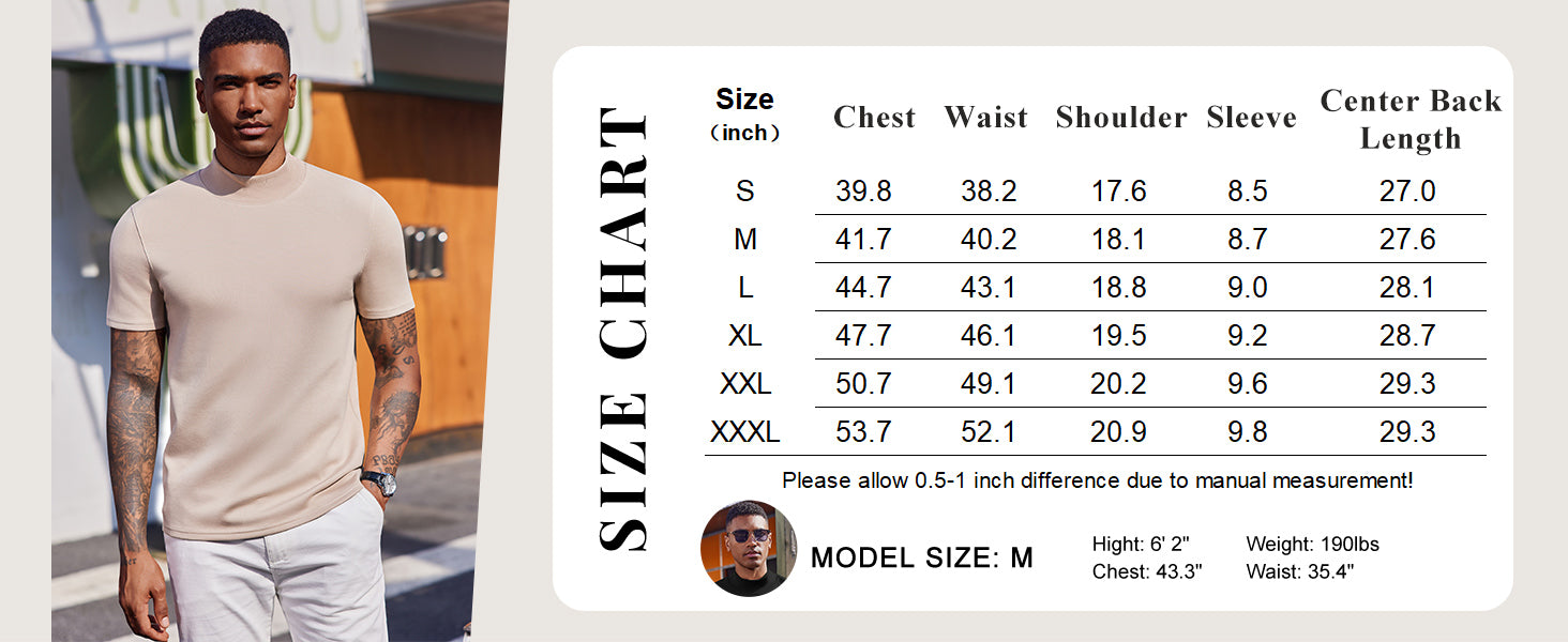 COOFANDY Men's Mock Turtleneck Short Sleeve Casual Stretch Sweater