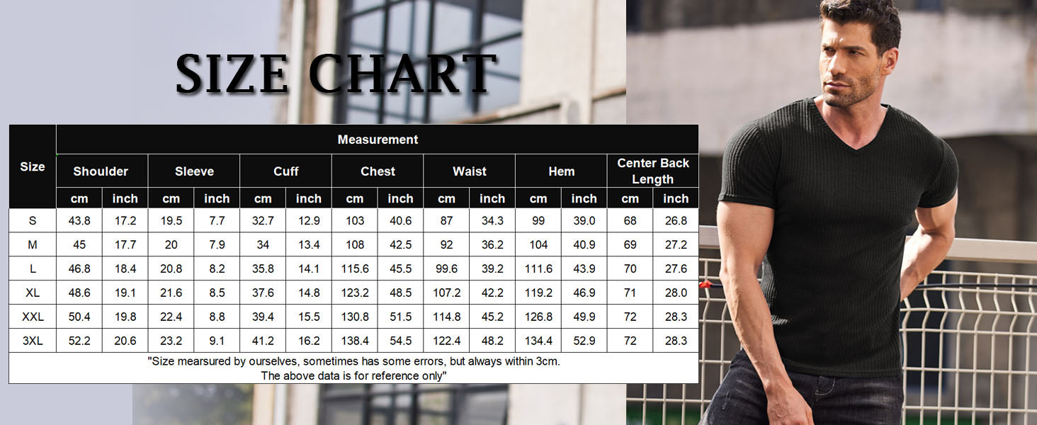 COOFANDY Men's Muscle T Shirts Stretch Short Sleeve V Neck Bodybuilding Workout Tee Shirts Ribbed Knit Shirt