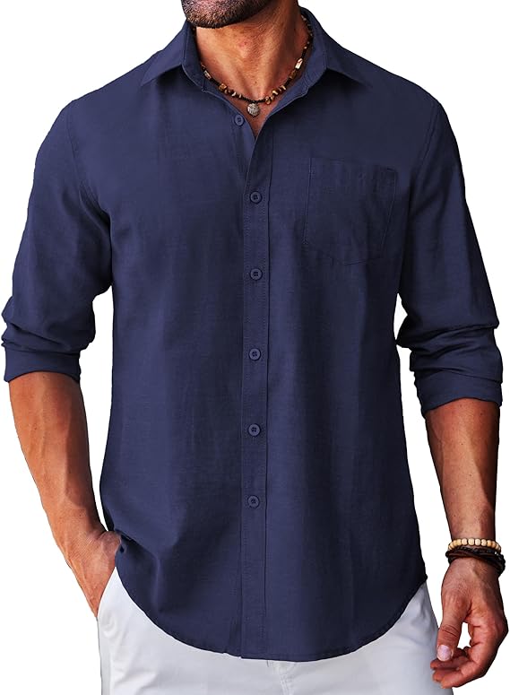 COOFANDY Men's Long Sleeve Button Down Casual Untucked Regular-Fit Oxford Dress Shirts