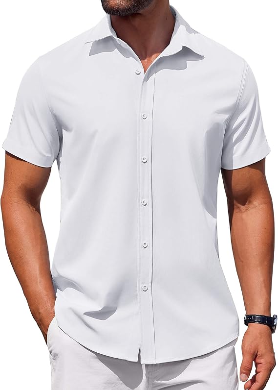 COOFANDY Men's Button Down Short Sleeve for Men Summer Business Casual Dress Shirt
