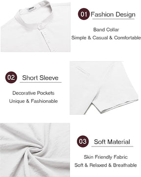 COOFANDY Men's 2 Piece Outfits Short Sleeve Henley Shirts and Shorts Summer Beach Yoga Pants Set