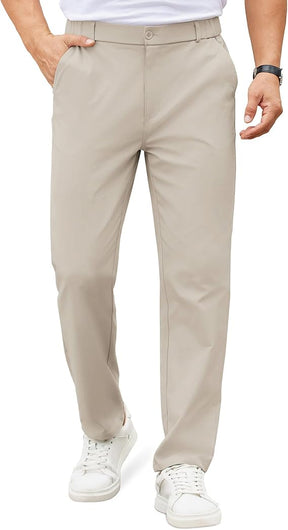 COOFANDY Mens Casual Chino Pants Elastic Waist Lightweight Trousers Classic-Fit Business Dress Pants with Pockets
