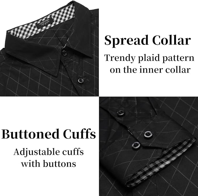 COOFANDY Men's Business Dress Shirt Long Sleeve Slim Fit Casual Button Down Shirt