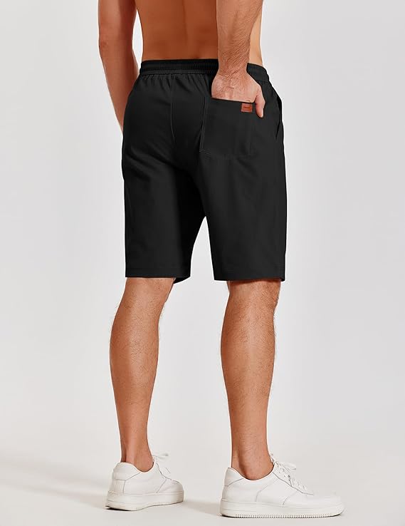 COOFANDY Mens Casual Shorts Cotton Elastic Waist Shorts Drawstring Summer Beach Shorts