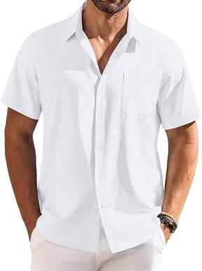 COOFANDY Shirts for Men Short Sleeve Button Down Shirt Casual Summer Beach Shirts