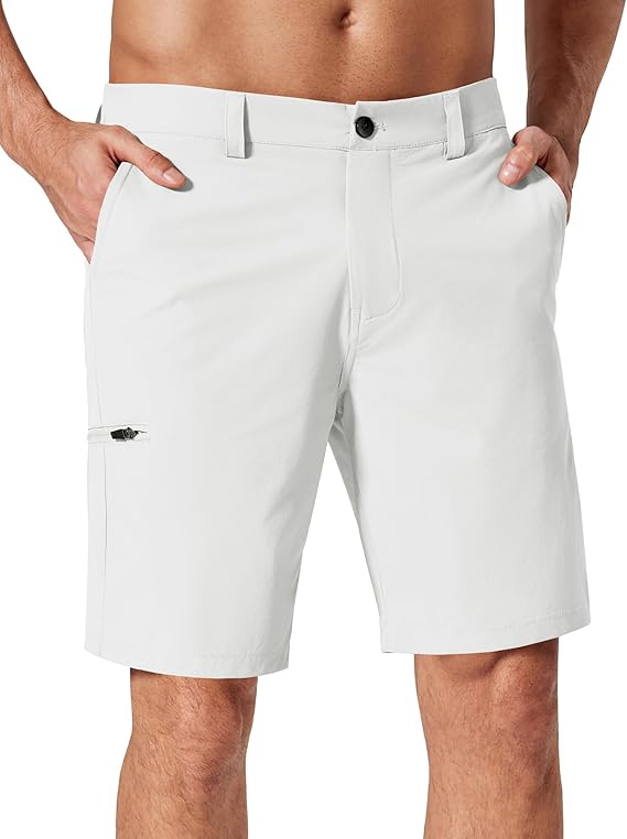 COOFANDY Mens Hybrid Casual Golf Shorts 9" Stretch Lightweight Quick Dry Summer Hiking Travel Shorts with Zipper Pockets