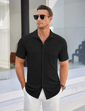 COOFANDY Men's Stretch Dress Shirts Short Sleeve Wrinkle Free Casual Button Down Shirts