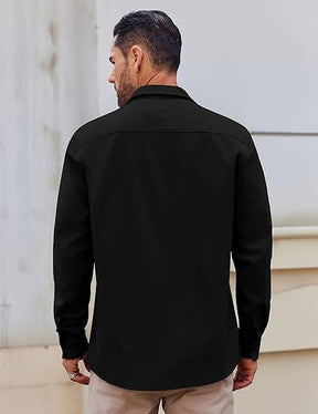 COOFANDY Mens Lightweight Button Down Shirt Jacket Casual Shacket Overshirt