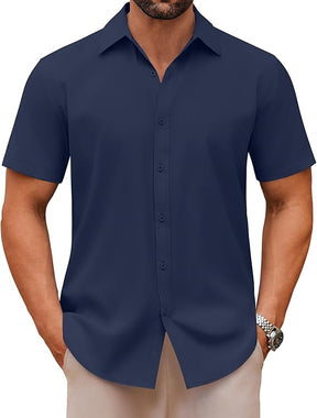 COOFANDY Men's Casual Button Down Shirts Short Sleeve Summer Untucked Dress Shirts