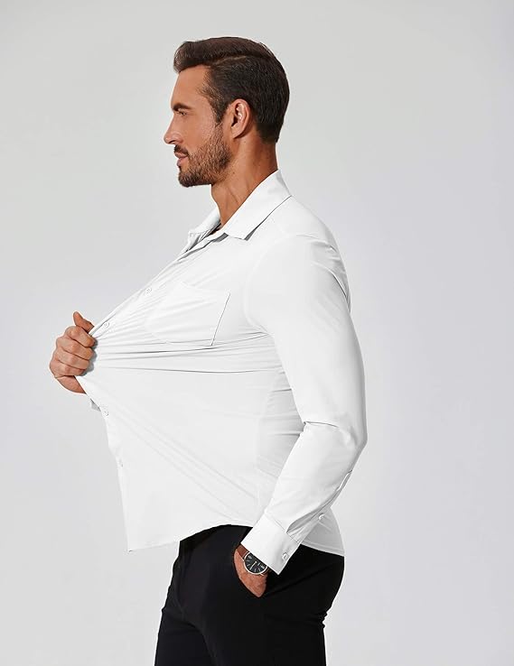 COOFANDY Stretch Mens Dress Shirts Wrinkle Free Long Sleeve Dress Shirt Muscle Fit Button Down Shirt