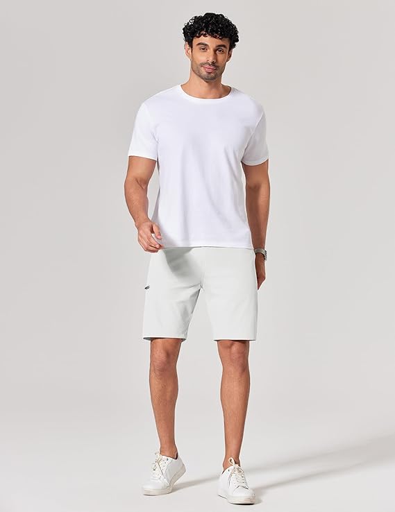 COOFANDY Mens Hybrid Casual Golf Shorts 9" Stretch Lightweight Quick Dry Summer Hiking Travel Shorts with Zipper Pockets