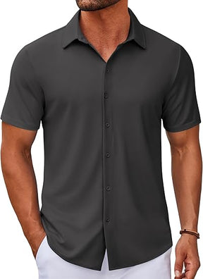 COOFANDY Men's Casual Button Down Short Sleeve Shirts Untucked Wrinkle Free Shirt Stretch Dress Shirts