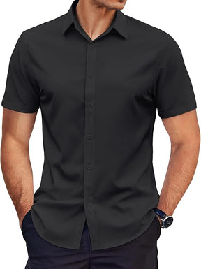 COOFANDY Men's Dress Shirts Short Sleeve Wrinkle Free Business Textured Shirt Casual Button Down Shirts