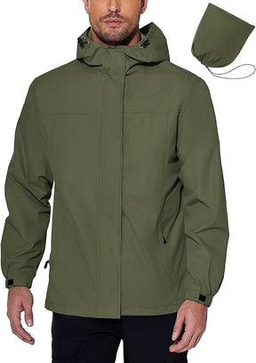 COOFANDY Men's Rain Jacket Waterproof With Hood Lightweight Packable Shell Raincoat Windbreaker For Cycling Golf Travel