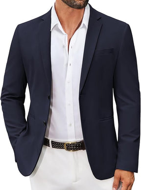 COOFANDY Men's Casual Regular Fit Blazer Jacket Two Button Suit Jackets Lightweight Sport Coat Navy Blue 38