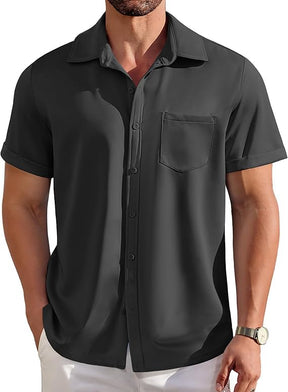 COOFANDY Mens Casual Wrinkle Free Shirts Short Sleeve Button Up Summer Untucked Shirt
