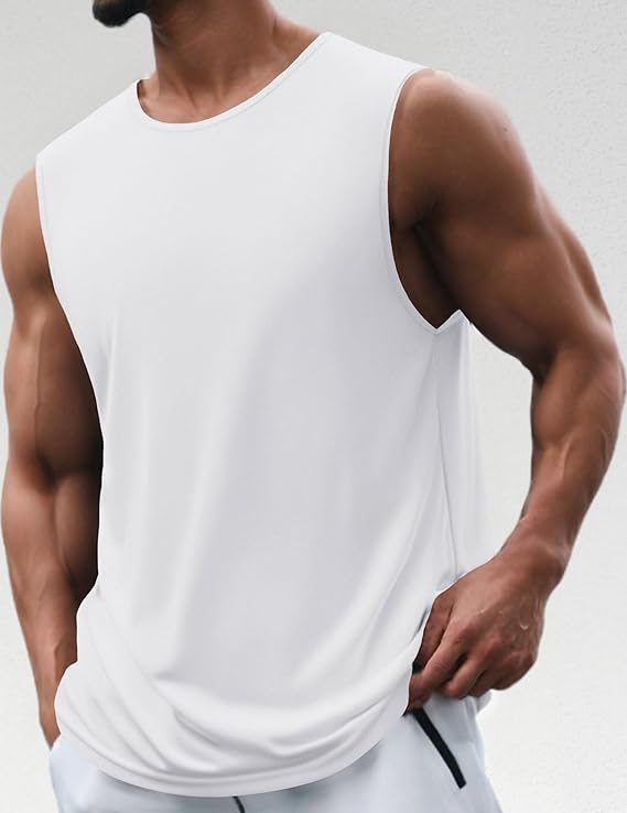 COOFANDY Mens 2 Pack Workout Tank Top UPF 50+ Quick Dry Sleeveless Swim Shirt Gym Muscle Athletic Summer Beach T Shirts