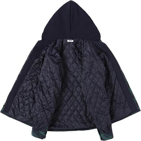 COOFANDY Men's Flannel Shirt Jacket Warm Quilted Lined Hooded Long Sleeve Plaid Shirt Jackets