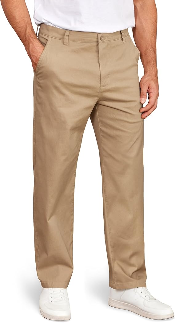 COOFANDY Mens Casual Chinos Pants Classic Relaxed Fit Flat Front Slacks Work Stretch Trousers