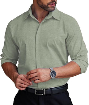 COOFANDY Men's Formal Dress Shirt Hidden Button Front Wrinkle Free Shirt Regular Fit Stretch Business Casual Shirts S-XXXL