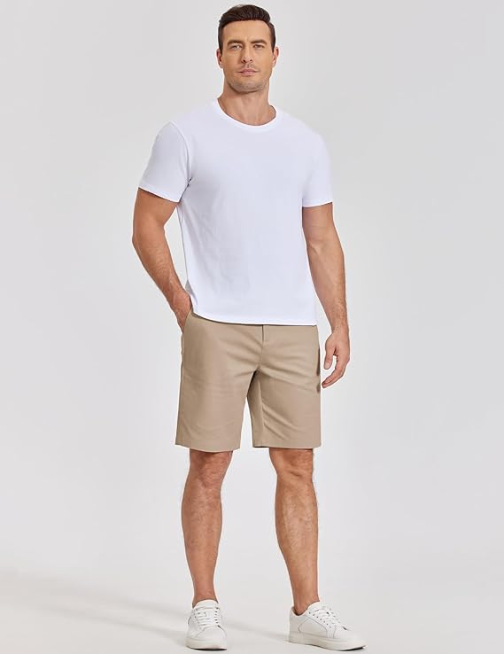 COOFANDY Mens Casual Shorts Classic Fit Chino Dress Shorts Lighweight Stretch Flat Front Golf Shorts with Pockets