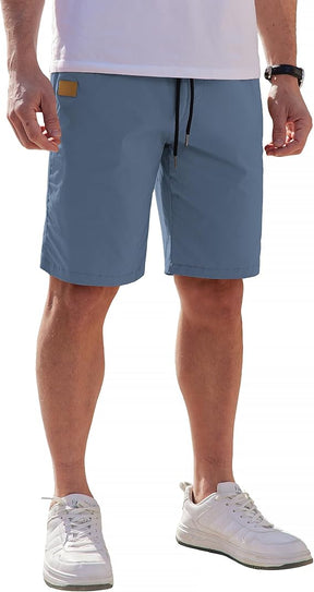 COOFANDY Mens Casual Shorts Cotton Elastic Waist Drawstring Shorts Lightweight Summer Beach Shorts
