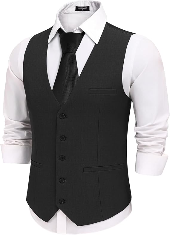COOFANDY Men's Business Suit Vests Slim Fit Formal Dress Waistcoat Groomsman Vest For Wedding